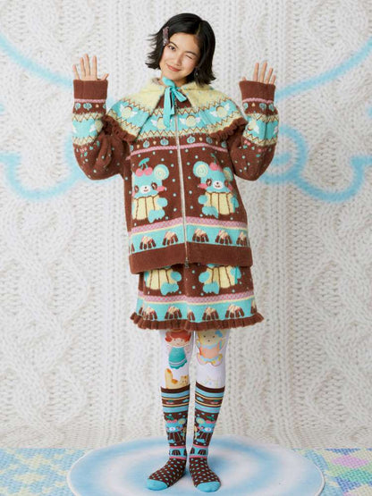 Chocolate Bear Print Cute Stockings【s0000014859】