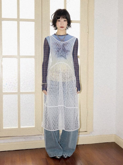 Starfish Printed Lace Hollow Out Dress【s0000012297】