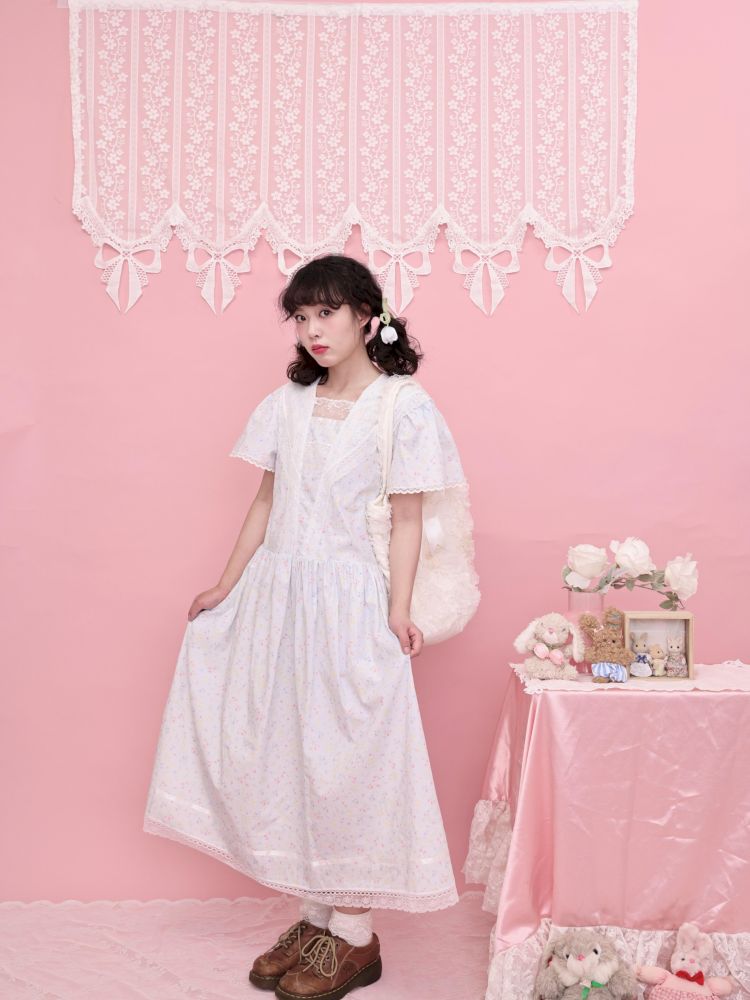 Lace Navy Neck Blue Dress【s0000013495】