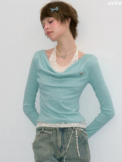 Gentle Swing Collar Knit Sweater Top【s0000017884】