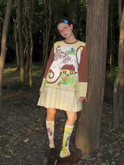 Casual Y2K Beige Pleated Dress【s0000014195】