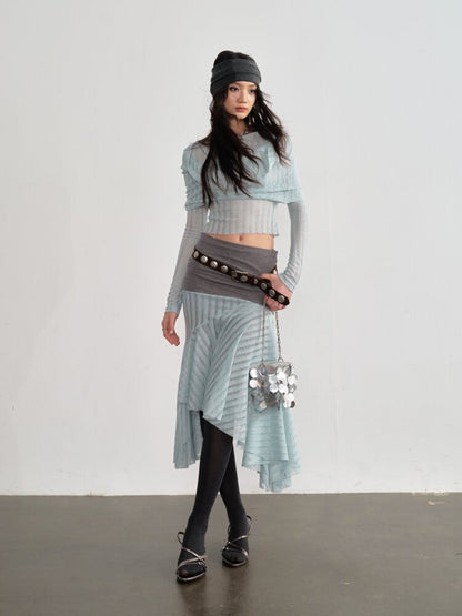 Mint Translucent Swing Collar Skirt【s0000015698】