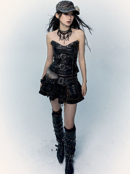 슬림 랩 짧은 가죽 가슴 판 [S0000011436]