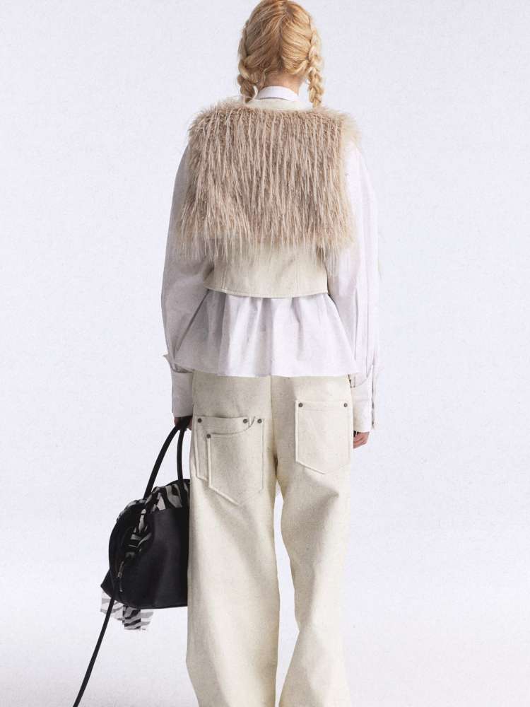 Heavy Rivet Gradient Fur Vest【s0000015389】