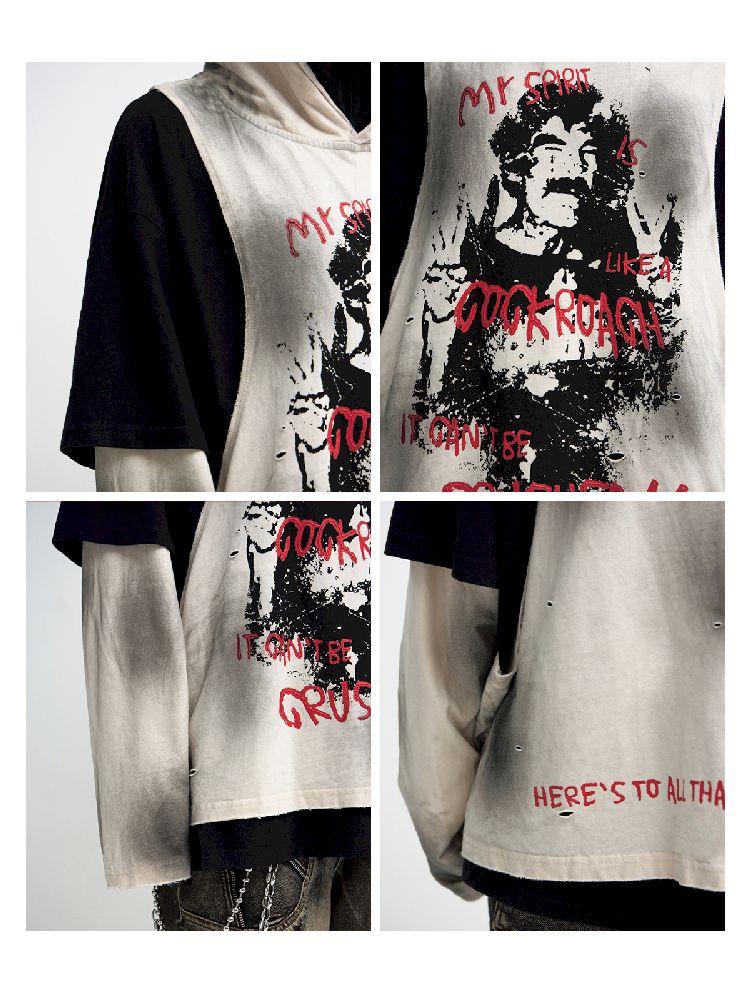 Color Rubbed Printed Long Sleeve Tee【s0000011696】