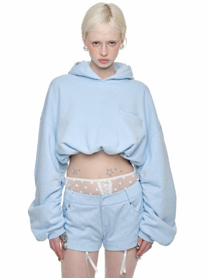 Cat's Paw Long Short Polka Dot Hooded Cardigan Sweatshirt Sweatpants Set【s0000011566】