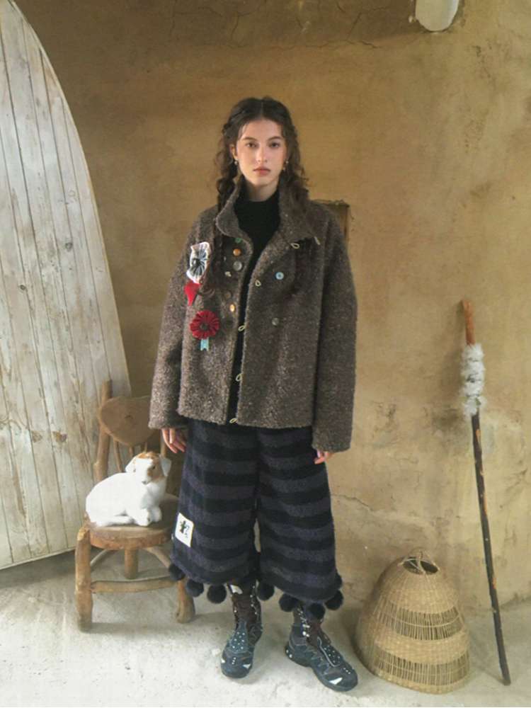 Brown Woolen Loose Button Coat【s0000014896】