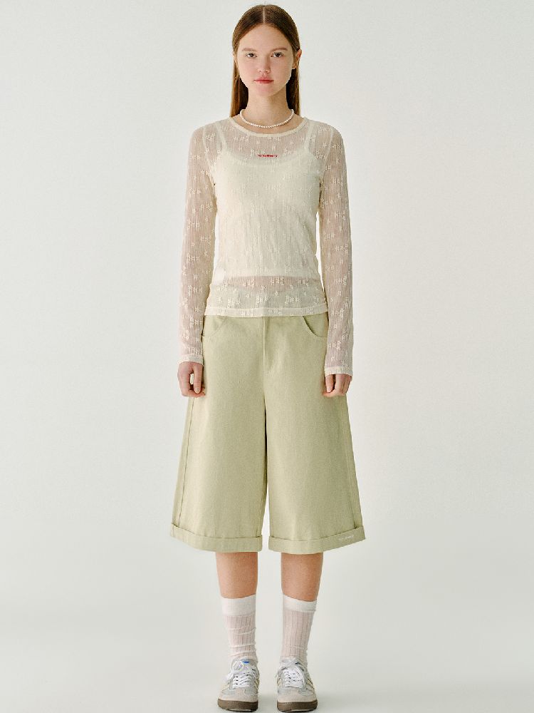 Cotton wide-legged five-minute pants【s0000011983】