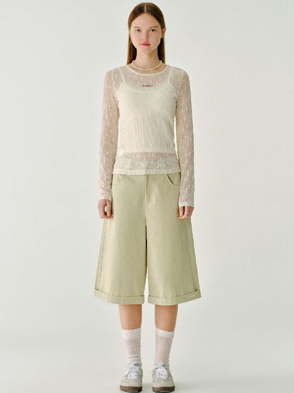 Cotton wide-legged five-minute pants【s0000011983】