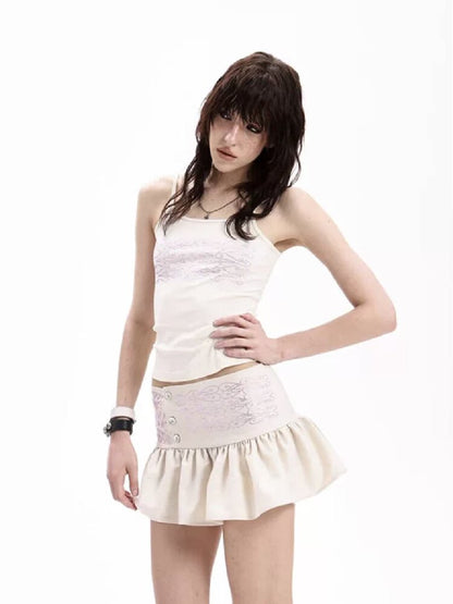 Vintage Pink Rhinestone Mini Skirt【s0000018289】