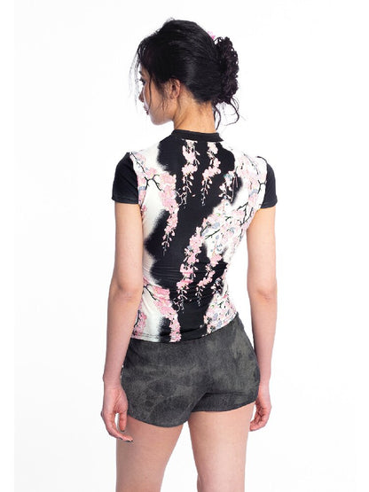 Tie-Dye Denim Studded Hot Pants【s0000018049】