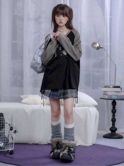 Polka Dot Raglan Long Sleeve T-Shirt【s0000014372】