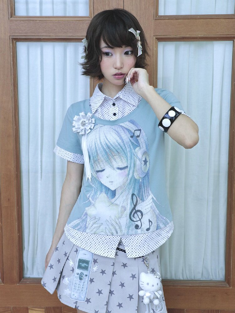 Comic Girl Fake Polka Dot Shirt【s0000016550】