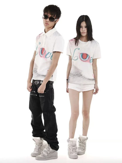 Cat Graphic Printed Street Polo Shirt【s0000018253】