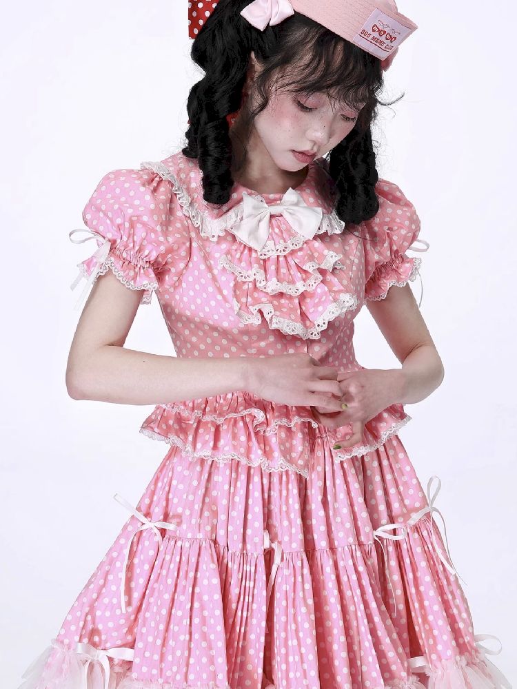 Polka Dot Short Sleeve Top【s0000012186】