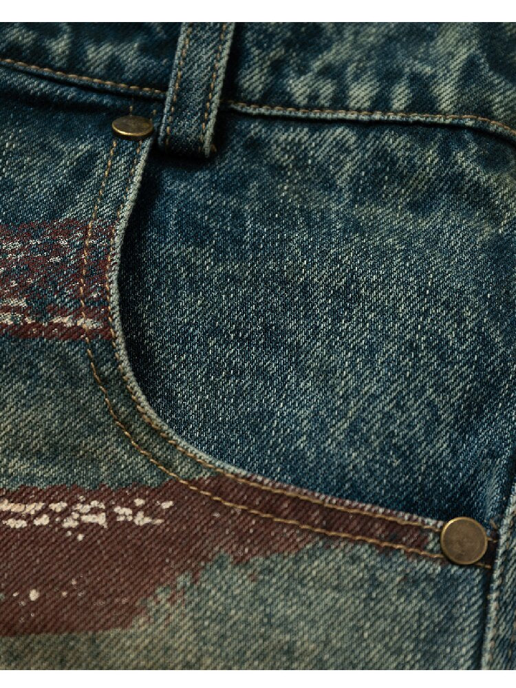Nostalgic Print Fake Two Denim【s0000015931】