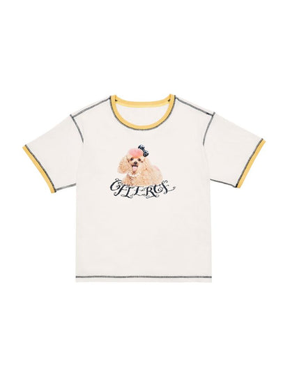 Poodle print loose fit t-shirt【s0000008222】