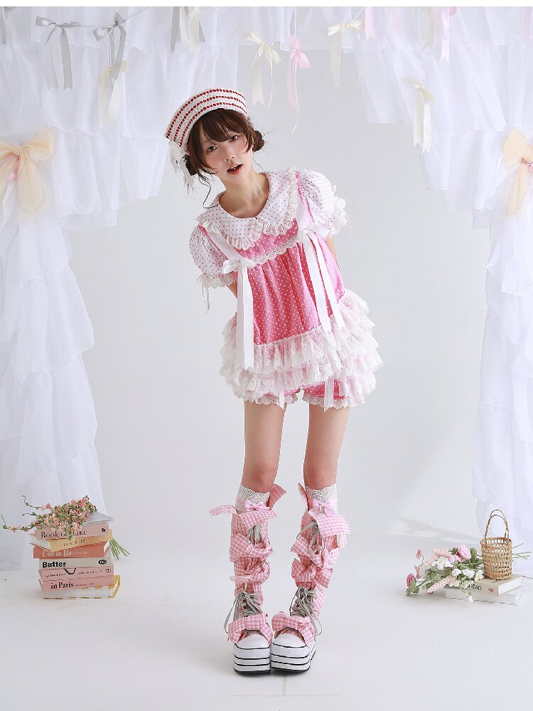 Pink Polka Dot Bow Inner Shirt【s0000016554】