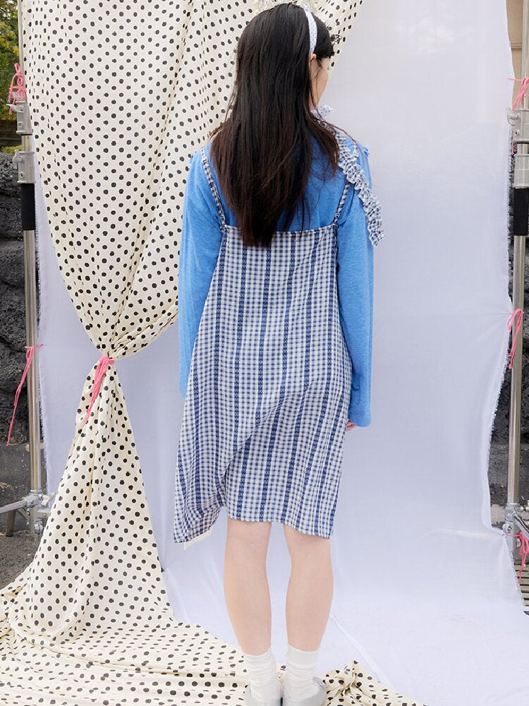 Plaid Suspender Patchwork Dress【s0000015849】