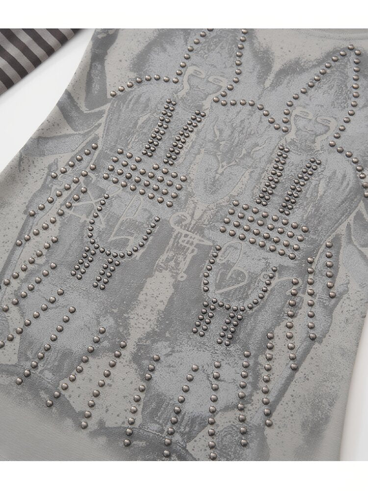 Gothic Stud Print Punk Long Sleeve T-shirt【s0000018114】
