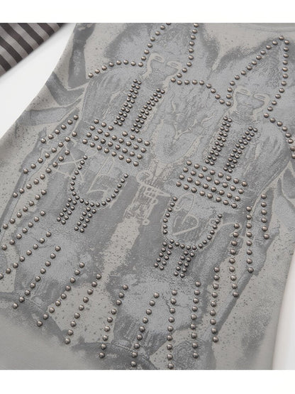 Gothic Stud Print Punk Long Sleeve T-shirt【s0000018114】