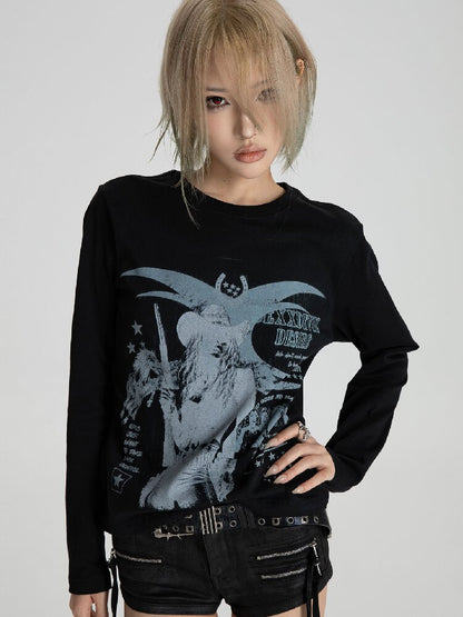 Women Digital Print Long T-Shirt【s0000018562】