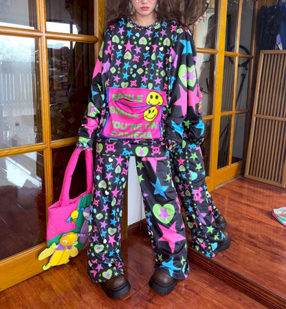 Y2K Dopamine Loose Fleece Long Sleeve Top【s0000014634】