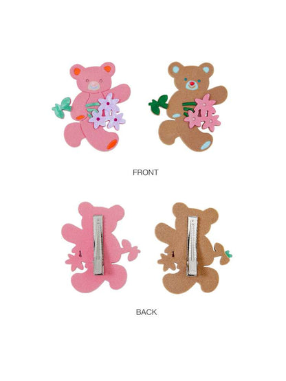 Bear Bouquet Flocked Acrylic Hairpin【s0000014508】