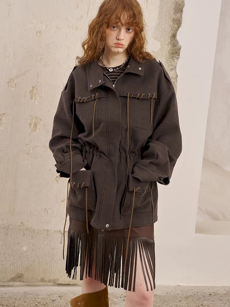 Pocket Drawstring Windbreaker-Style Trench Coat【s0000014060】