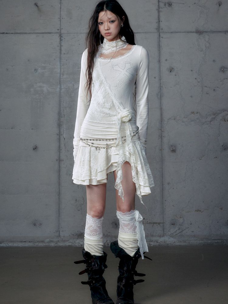 Stacked Neck One-Shoulder Dress【s0000013475】