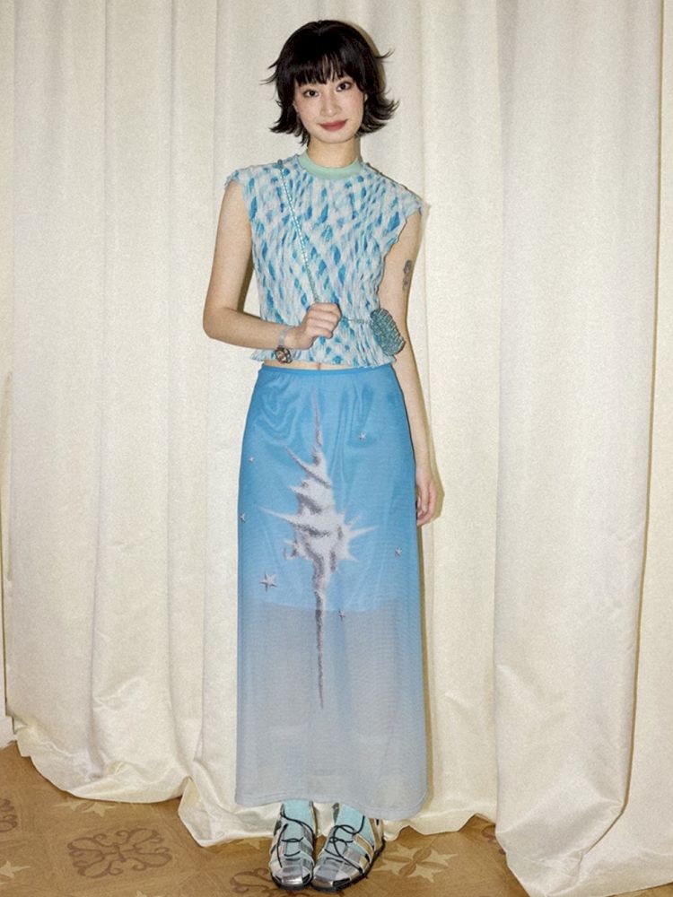 Gradient mesh half-skirt【s0000012300】