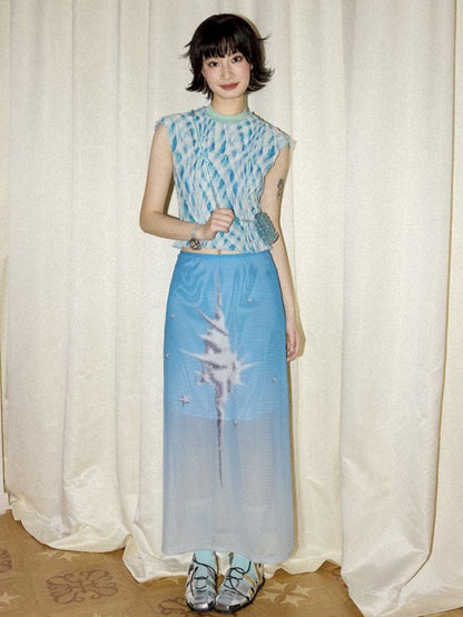 Gradient mesh half-skirt【s0000012300】