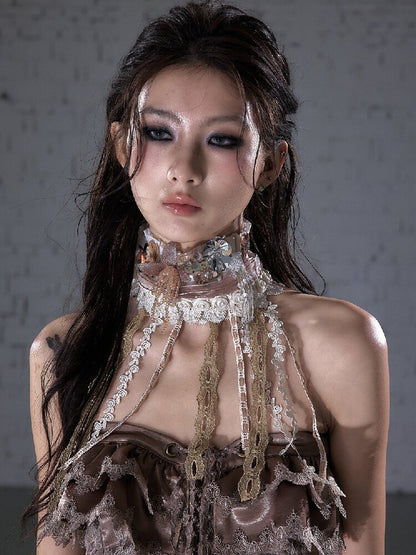 Vintage Court Pleated Flower Necklace【s0000017245】