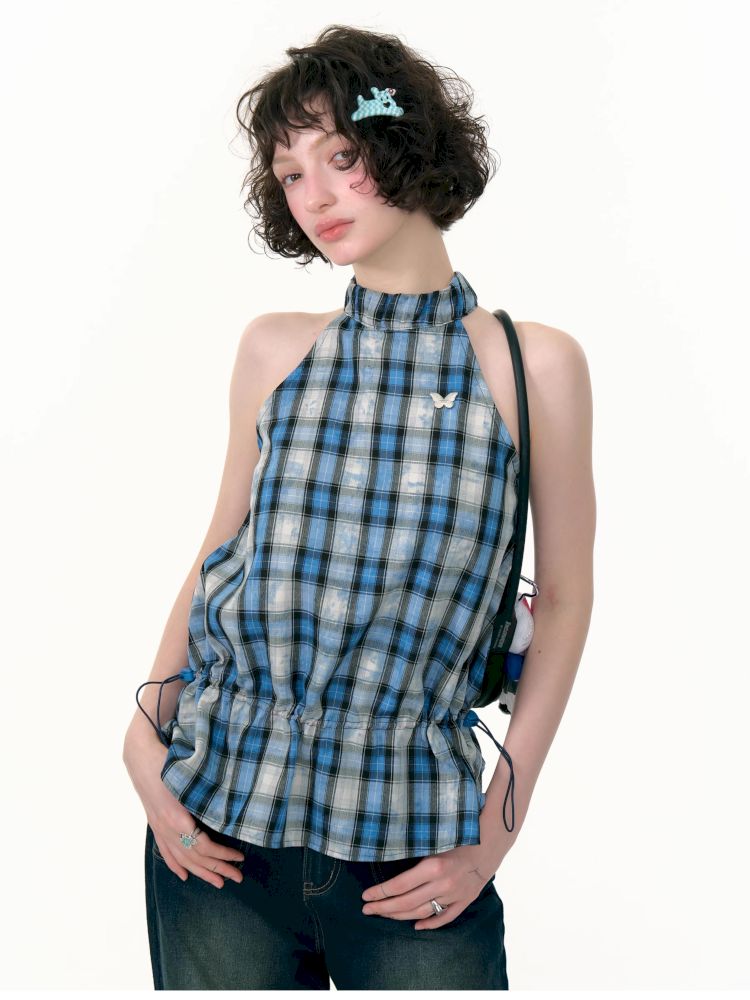 Drawstring Waisted Hanging Neck Vest【s0000013377】