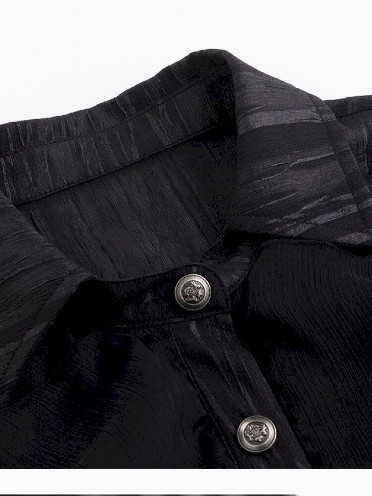 Gothic Pleated Ruffled Slim Shirt【s0000015450】