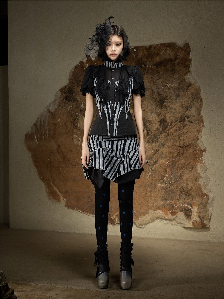 Court Style Dark Punk Puff Shirt【s0000016888】