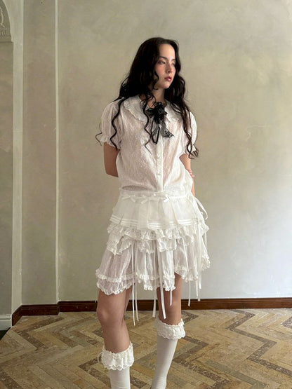 Double-layer bow-tie short skirt【s0000012764】