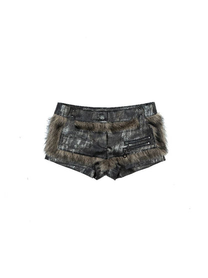 Fur splicing shorts leggings【s0000010490】