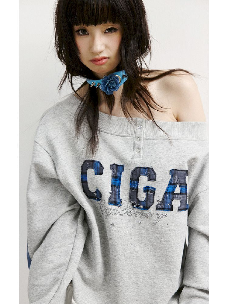 하나의 어깨 슬래시 다중 스웨트 셔츠 [S0000011427]