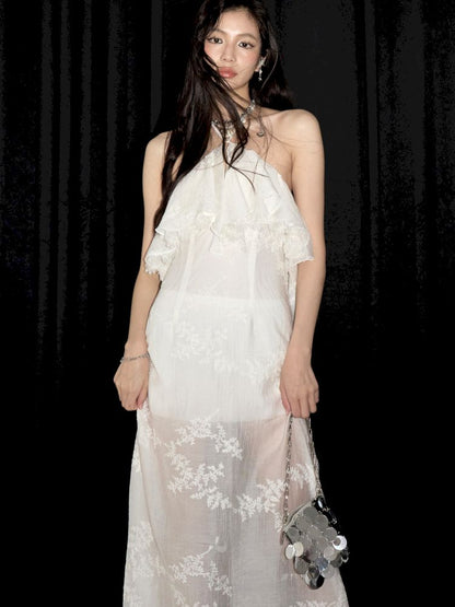 Strapless hanging neck dress【s0000013204】