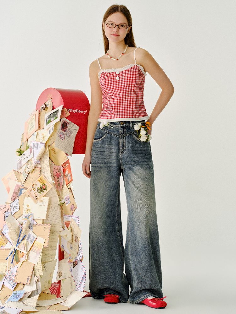 Old silhouette retro high-waisted jeans 【s0000011974】