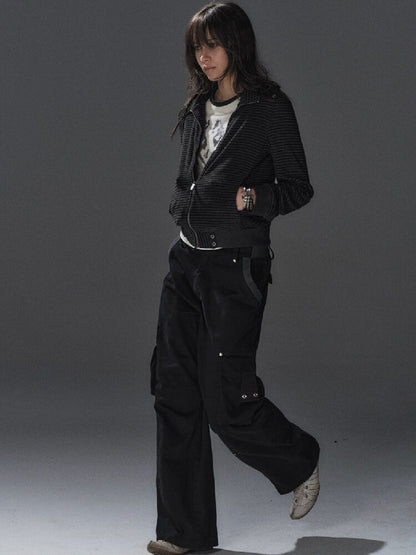 Striped Webbing Fleece Light Jacket【s0000016231】