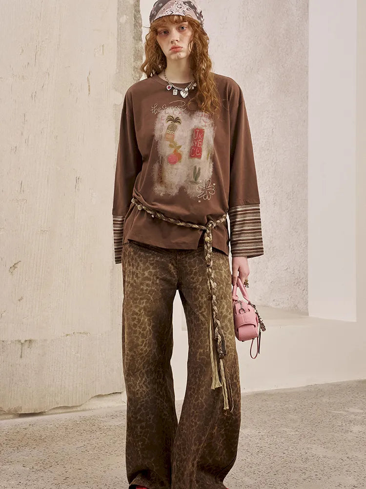 Patchwork Oversized Long-Sleeve T-Shirt【s0000014044】