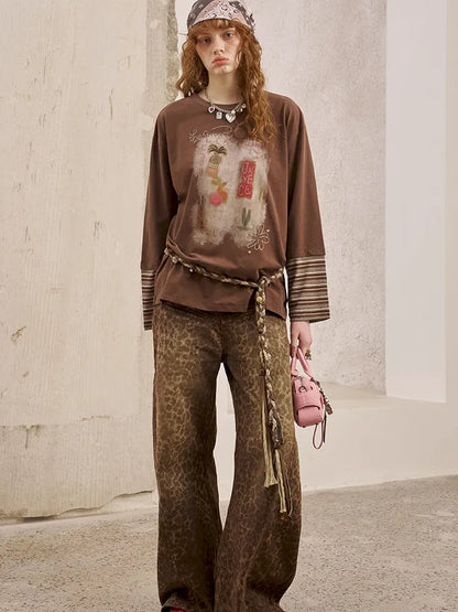 Patchwork Oversized Long-Sleeve T-Shirt【s0000014044】