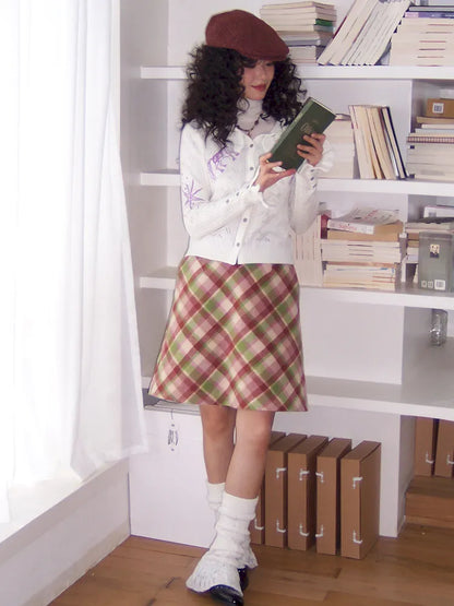 College-Style Casual Wool Plaid A-Line Skirt【s0000013983】