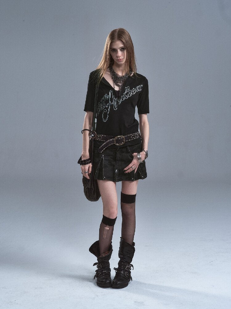Camo Pleated Rivet Straight Skirt【s0000016633】