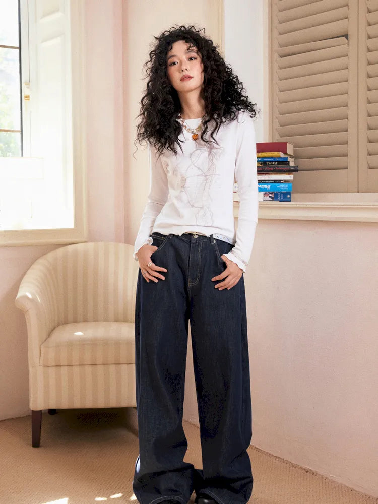 Washed Wide-Leg Long Denim Pants【s0000013991】