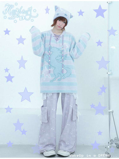 Dream Core Ghost Horse Knit V-Neck【s0000014687】