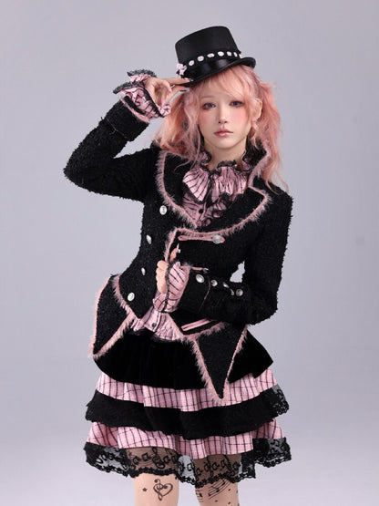 Black Sweet Woolen Tunic Jacket【s0000016224】