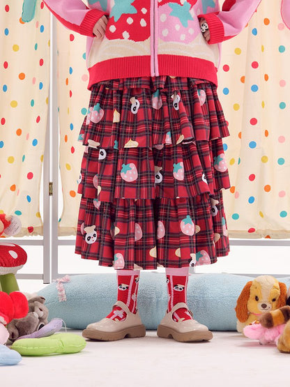 Red Plaid Cake Dress【s0000010479】